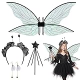 Hysagtek Fee Flügel Cosplay Kostüm Zubehör für Mädchen Frauen, glitzernde Schmetterlingsflügel...