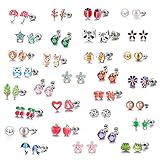 30 Paar Ohrstecker aus Edelstahl - Süßes Tier - Herzform - Roségold, Weiße, Golde Perle -...