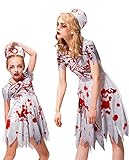 IKALI Mädchen Zombie Blutige Krankenschwester Kostüm Halloween Kinder Walking Dead Outfit...