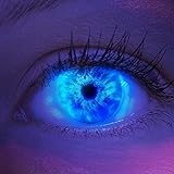 Farbige UV Kontaktlinsen 1 Paar Blaue Ice Blue Schwarzlicht Glow Neon Farblinsen. Jahreslinsen...