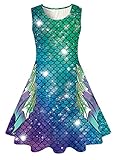 AIDEAONE Mädchen Kleider Meerjungfrau Ärmelloses Sommerkleid Niedlich Schwarz Kleid 10-12 Jahre...