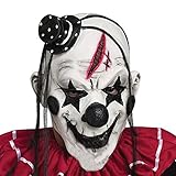 Di&Mi Killer Clown Cosplay Kostüm Maske für Karneval Fasching Fastnacht Party (Weiss)