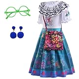 BanKids Encanto Kleid Mirabel Kostüm für Mädchen Madrigal Cosplay Outfits Dress Up Mit Tasche...