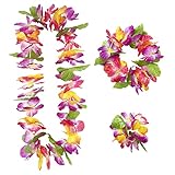 Widmann 9136W - Hawaii Set Maui, Halskette, Armband, Kopfschmuck, Blumenkranz, Blüten, Beachparty,...