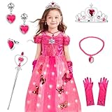 JONRRYIN LED Kleid Mädchen, Cinderella Kleider für kinder, Prinzessin Kleid Mädchen mit Zubehör,...