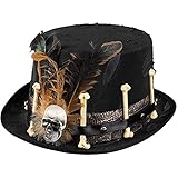 Boland 72181 - Voodoo-Hut Nana, Zylinder mit Knochen, Federn und Totenkopf, Kopfbedeckung,...