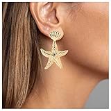 Allereya Vintage Seestern Ohrringe Seestern Tropfen Ohrringe Gold Metall Muschel Ohrstecker Ohrringe...
