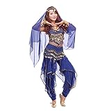 Best Dance, Bauchtanz-Kostüm-Set, 4-teilig, mit Oberteil, Hose, Hüftschal, Schleier und mit...