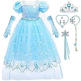 ZaisuiFun Elsa Kostüm Mädchen Eiskönigin Blau Eisprinzessin Kleid Schneekönigin Verkleidung...