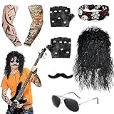 YOUYIKE Herren Kostüm Rockstar, 70er 80er 90er Jahre Outfit Herren Disco Kostüm mit Punk...