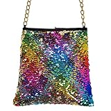W WIDMANN MILANO Party Fashion 10018 - Tasche Wendepailletten Regenbogen/Gold, Retro, Accessoire,...