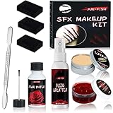 Halloween Schminke Set, Halloween Make up Set Profi, für Halloween Karneval Zombie Vampir Wunden...