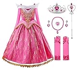 JerrisApparel Mädchen Prinzessin Spitze Kleid Rosa Schulterfrei Party Kostüm Verkleidung (7 Jahre,...
