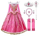 JerrisApparel Mädchen Prinzessin Spitze Kleid Rosa Schulterfrei Party Kostüm Verkleidung (5 Jahre,...