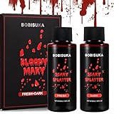 BOBISUKA Halloween Kunstblut 2er Set - Fake Blood Realistisch Abwaschbar Sicher für Karneval, Film,...