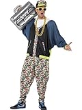 Smiffys 43198 80er Jahre Hip Hop Kostüm, Gemustert, mit Jacke, Hose & Kopfbedeckung, M