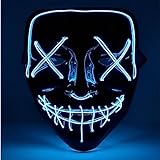 TK Gruppe Timo Klingler LED Grusel Maske blau - wie aus Purge für Halloween, Fasching & Karneval...