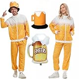 KUKIKUKI Bier Trainingsanzug Kostüm für Männer Frauen Retro 80er Jahre Outfit Bier Jogginganzug...