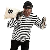 Widmann 07420 - Bankräuberkostüm für Erwachsene, weiß/schwarz, Größe XL