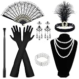 Camptrip 9 Stück 20er Jahre Kostüm Damen, 20er Jahre Accessoires, 1920er Accessoires Damen, Mafia...