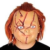 Claofoc Chucky Masken Kostüm Gruselige Chucky Vollkopf Realistische Ghostface Maske mit Haaren...