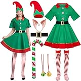 Raveparty Elfen Kostüm Damen Herren Kinder, Weihnachtsfrau Weihnachtself Kostüm, Weihnachtsmann...