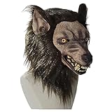 Obelunrp Wolf -Kopfmaske, lebensechte Horror -Werwolf -Maske, Monster Full Head Latex Maske für...