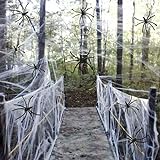 Halloween Deko Spinnennetz, Spinnennetz Deko mit 160g Spinnennetz und 20 Spinnen, Deko Halloween...