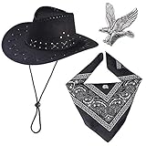 Haichen Western Cowboy Kostüm Zubehör Set Cowboy Hut Bandana Flying Eagle Pin Cowboy Outfit Kit...