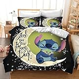 WINUO - Anime Bettwäsche Set 135x200cm Mikrofaser - 3D Digital Print Lilo et Stitch Bettwäsche und...