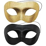 2 Stück Venezianische Maske，Schwarz Maskerade Masken goldene masken Mode Party Cosplay maskenball...