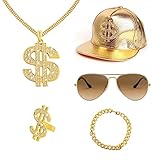 GIGIIS Zuhälter Kostüm 90er Jahre Outfit Herren Hip Hop Kostüm 80ziger 70er Jahre Accessoires...