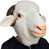 PartyHop Ziegenmaske Latex Vollkopf Masken Gummi Realistische Ziege Bauernhof Tierkopf Kostüm für...
