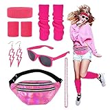 Heyu-Lotus 80er Jahre Outfit Damen, 90er Jahre Kostüm Kleidung Accessoires mit Bauchtasche,...