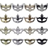 FEQO 16 Stück Venezianische Maskerade Maske Damen und Herren Vintage Antike Masken Augenmaske Retro...