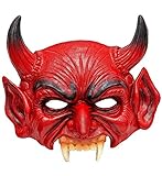 shoperama Kinnlose Teufelsmaske aus Schaumlatex Halbmaske Halloween Horror Devil Satan Fürst der...
