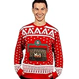 Digital Dudz Knistern Kamin Rot Weihnachten Pullover App Verbunden Strickpullover - Mittel