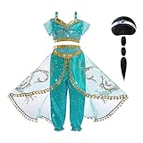 ACWOO Jasmin Prinzessin Kostüm, Prinzessin Kostüm Kleid für Mädchen, Aladdin Tanzen Oberteile...