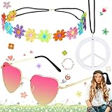 WiDream Hippie Kostüm, Hippie Kostüm Damen, Hippie Accessoires, Hippie Haarband, Vintage Hippie...