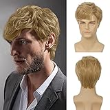 Blonde Perücke für Herren lockig Cosplay-Perücke synthetische Halloween-Haarperücke mit...