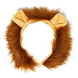Oblique Unique® Haarreifen Löwe mit Ohren und Mähne Löwen Haarreif mit Haaren für Fasching...