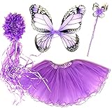 Tante Tina Schmetterling Kostüm Mädchen - 4-teiliges Mädchen Kostüm Schmetterling mit Tüllrock,...