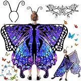ZLPBAO 3 Stück Schmetterling Kostüm für Kinder, Schmetterlingsflügel für Mädchen mit...