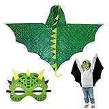 XNIVUIS 2 Stück Dinosaurier Kostüm Kinder, Dinosaurier Umhang Drachenumhang mit Dino Maske, Dino...