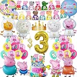 35 Stück 3. Wutz Geburtstagsdeko 3 jahre Party Deko Set Mädchen Junge Kinder 10 Großer...