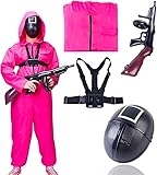 TK Gruppe Timo Klingler Kostümheld® The Game Squid 4 in 1 Unisex - Set Kostüm mit Anzug & Gewehr...