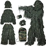 PELLOR Faschingskostüme Männer 3D Ghillie Tarnanzug, 6 Stück Set Tactics Jagdbekleidung...