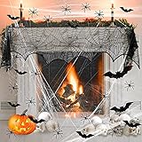 Hukermoon Grusel Deko Set Halloween Spinnennetz Deko Set mit Spinnweben, Kamin Tür Dekostoff...