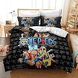 LKFFHAVD Anime One Piece Bettwäsche - Set, Luffy Bettwäsche Bettbezug, 3D - Druck 100% Microfaser...