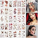 Johiux 30 Tabellen Halloween Narben ，Halloween Kostüme Zombie Tattoos,Halloween Wunden Zum...